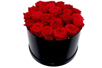 Bouquet of 21 roses in a hat box